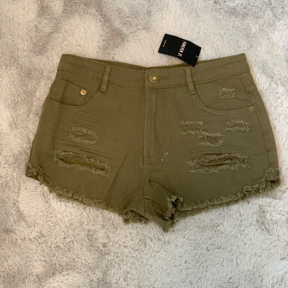 Forever 21 Olive green colored ripped denim jeans
